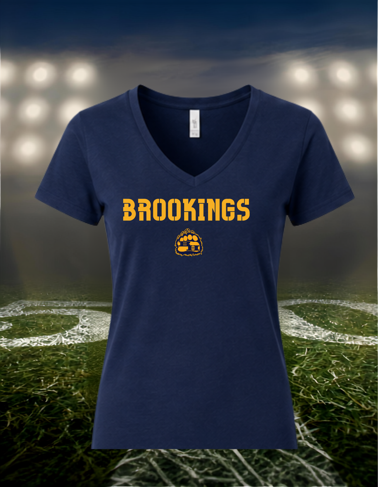Brookings Bruins Town Mascot – Women's V-Neck T-Shirt in Light Heather Gray