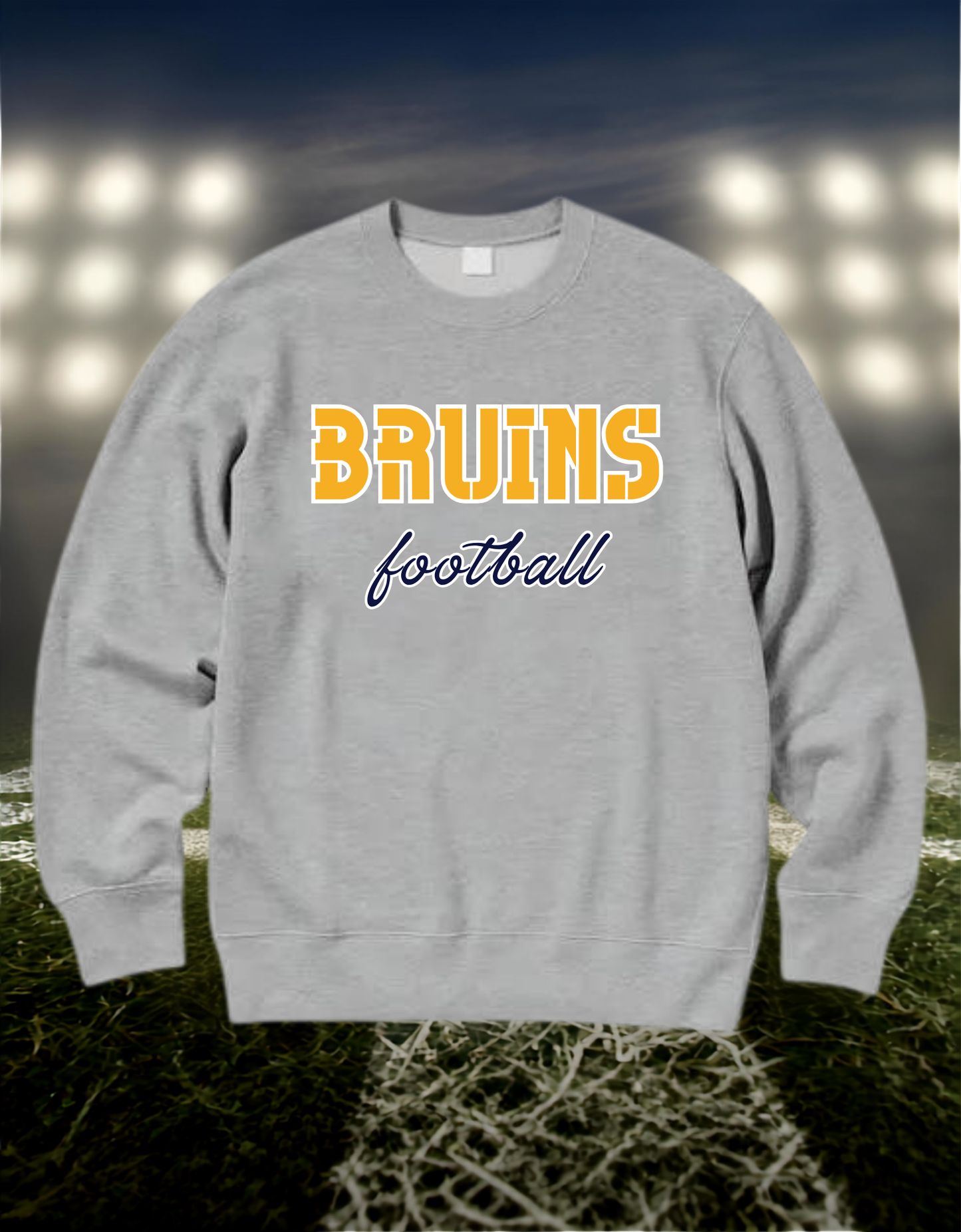 Brookings Bruins Football Text Logo – Crewneck Sweatshirt in Gold