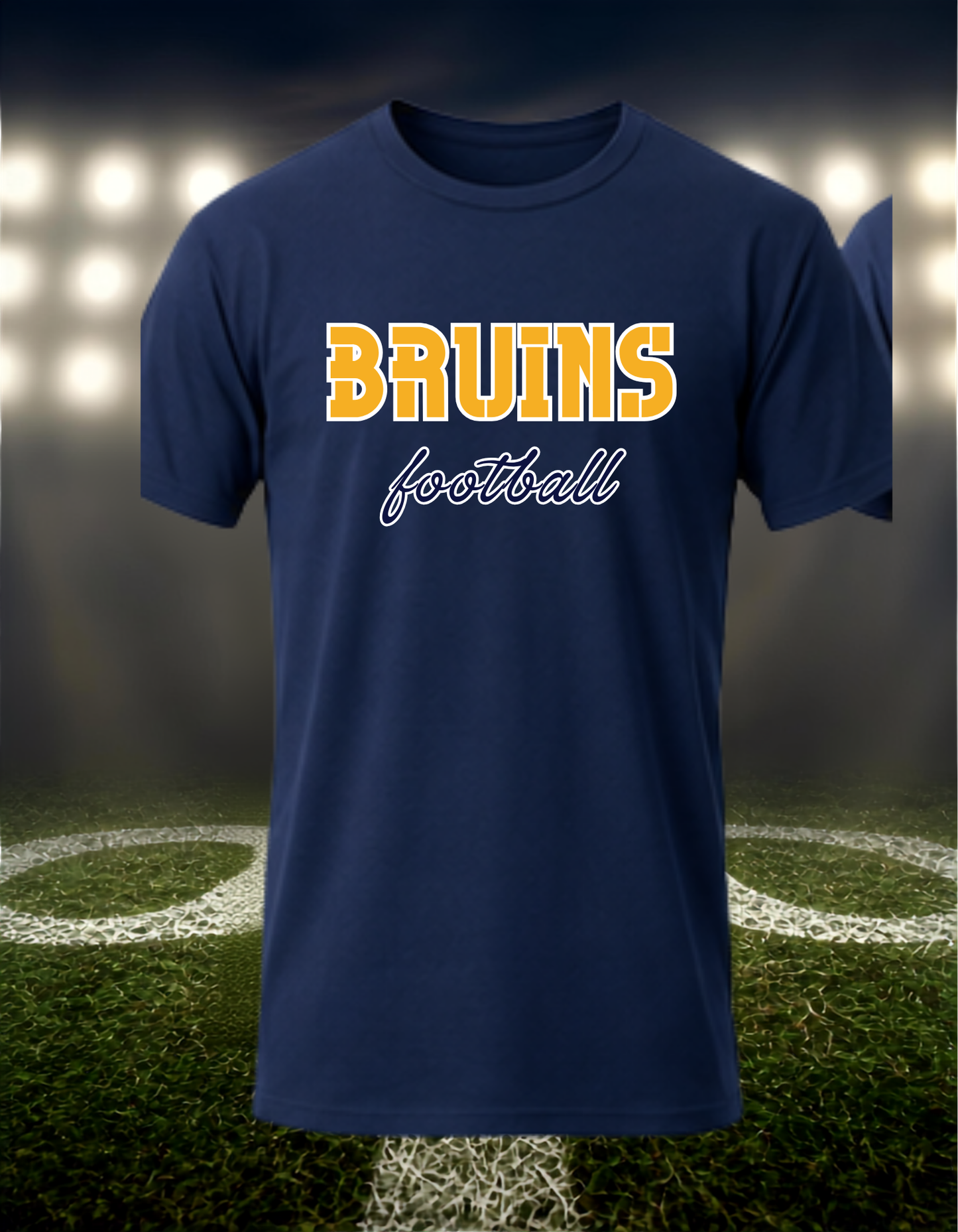 Brookings Bruins Football Text Logo – driFIT Performance T-Shirt in Gold