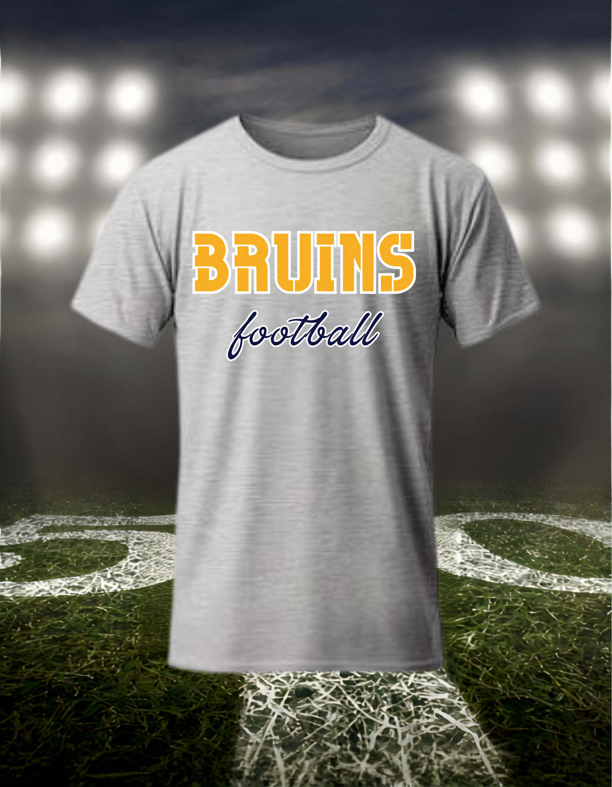 Brookings Bruins Football Text Logo – driFIT Performance T-Shirt in Light Heather Gray