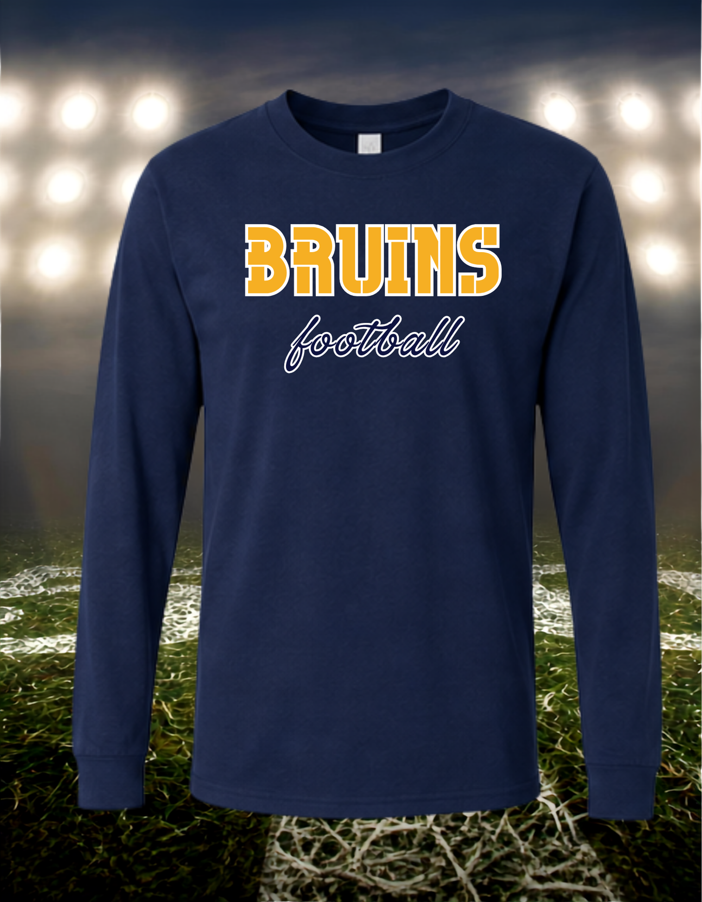 Brookings Bruins Football Text Logo – driFIT Performance Long Sleeve T-Shirt in Light Heather Gray