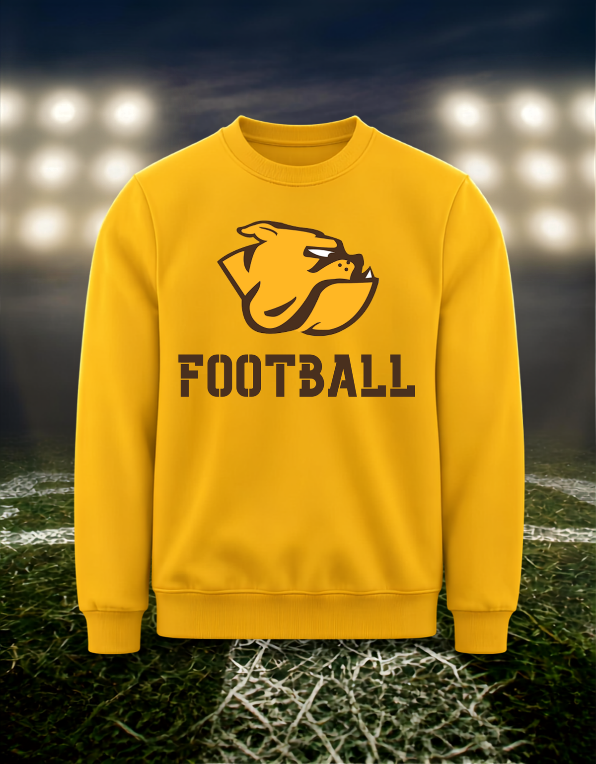 North Bend Bulldogs Logo Football – Crewneck Sweatshirt in Brown