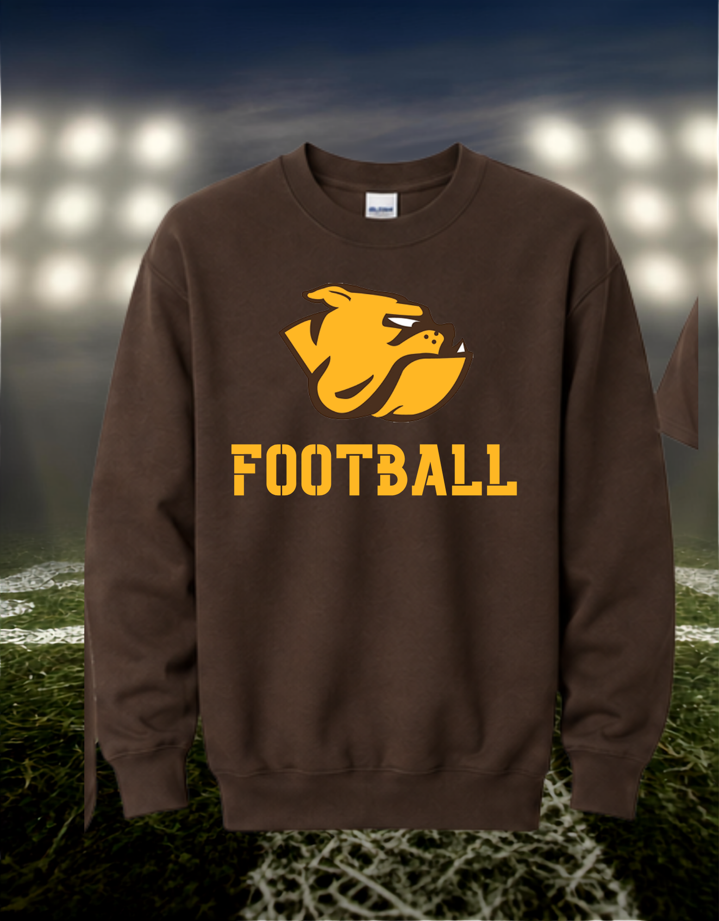 North Bend Bulldogs Logo Football – Crewneck Sweatshirt in White