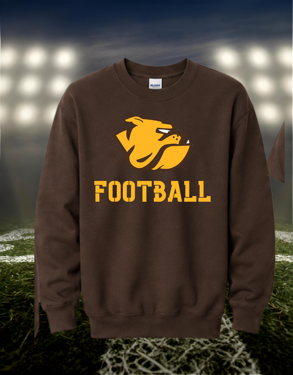 North Bend Bulldogs Logo Football – Crewneck Sweatshirt in White