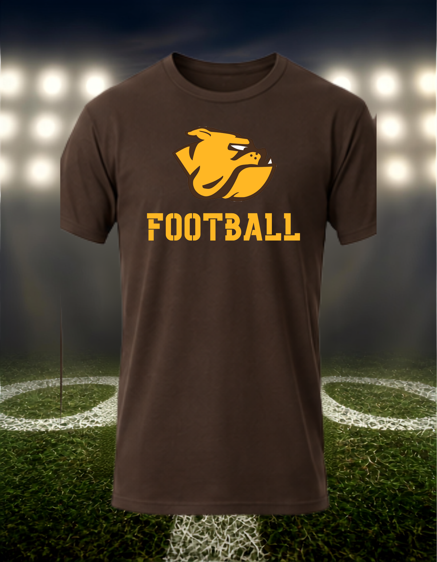 North Bend Bulldogs Logo Football – driFIT Performance T-Shirt in Gold