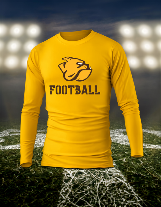 North Bend Bulldogs Logo Football – driFIT Performance Long Sleeve T-Shirt in Brown