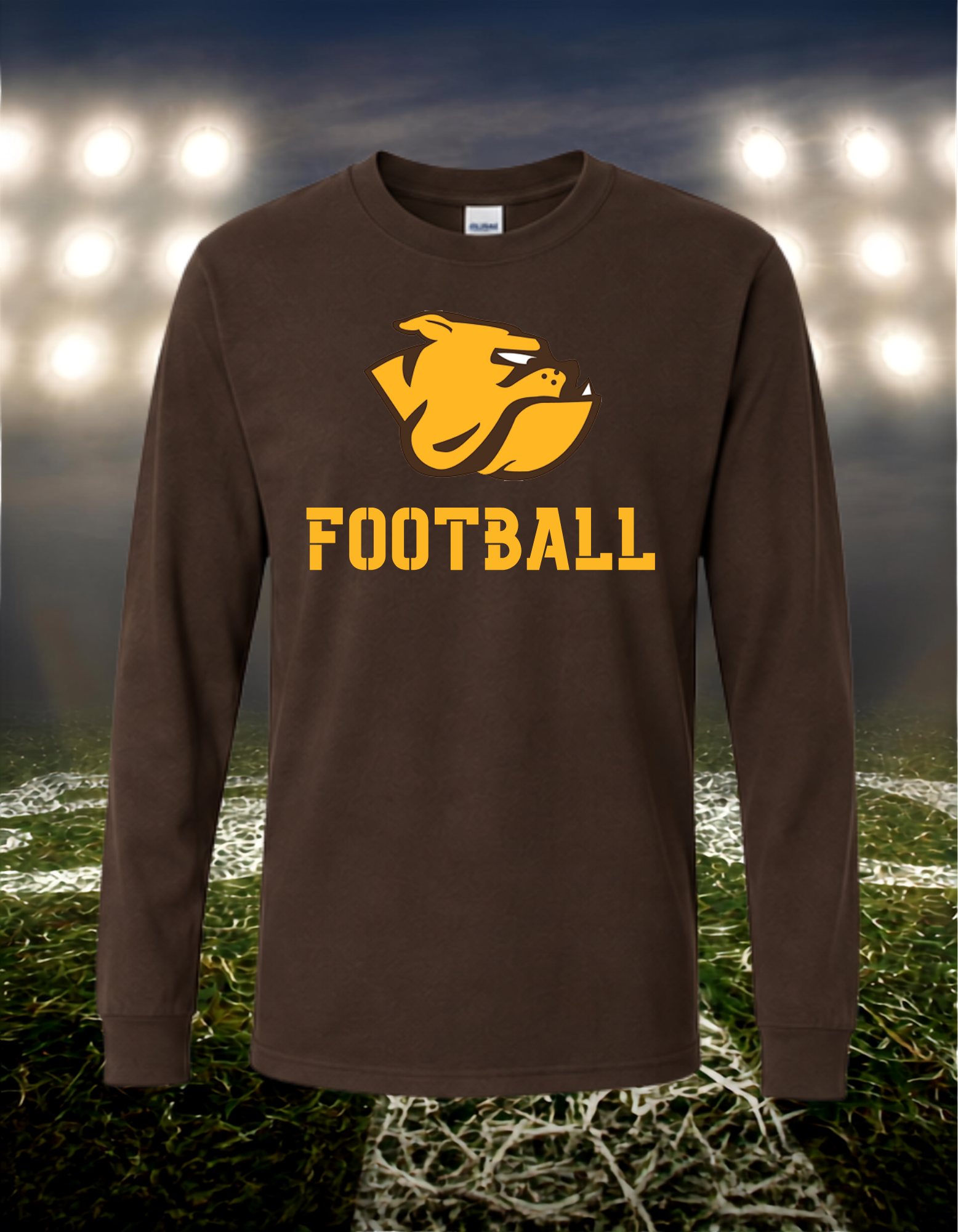 North Bend Bulldogs Logo Football – driFIT Performance Long Sleeve T-Shirt in White