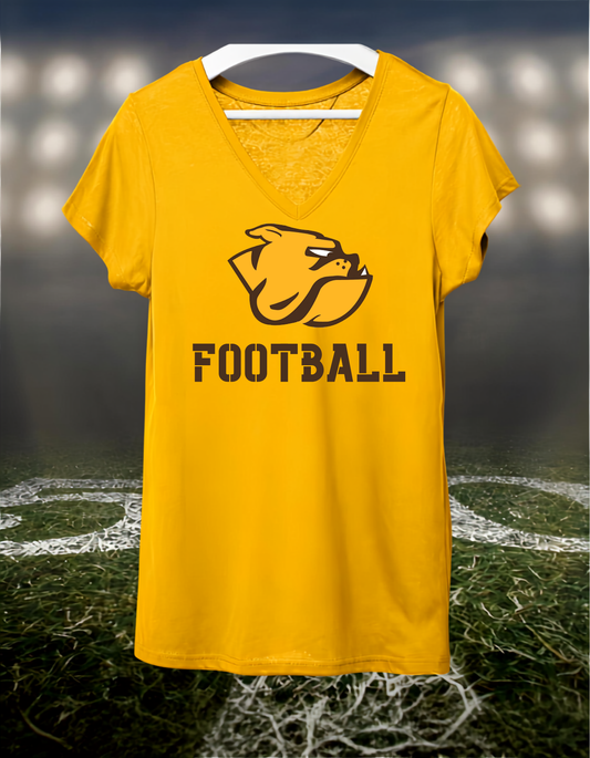 North Bend Bulldogs Logo Football – Women's V-Neck T-Shirt in Brown