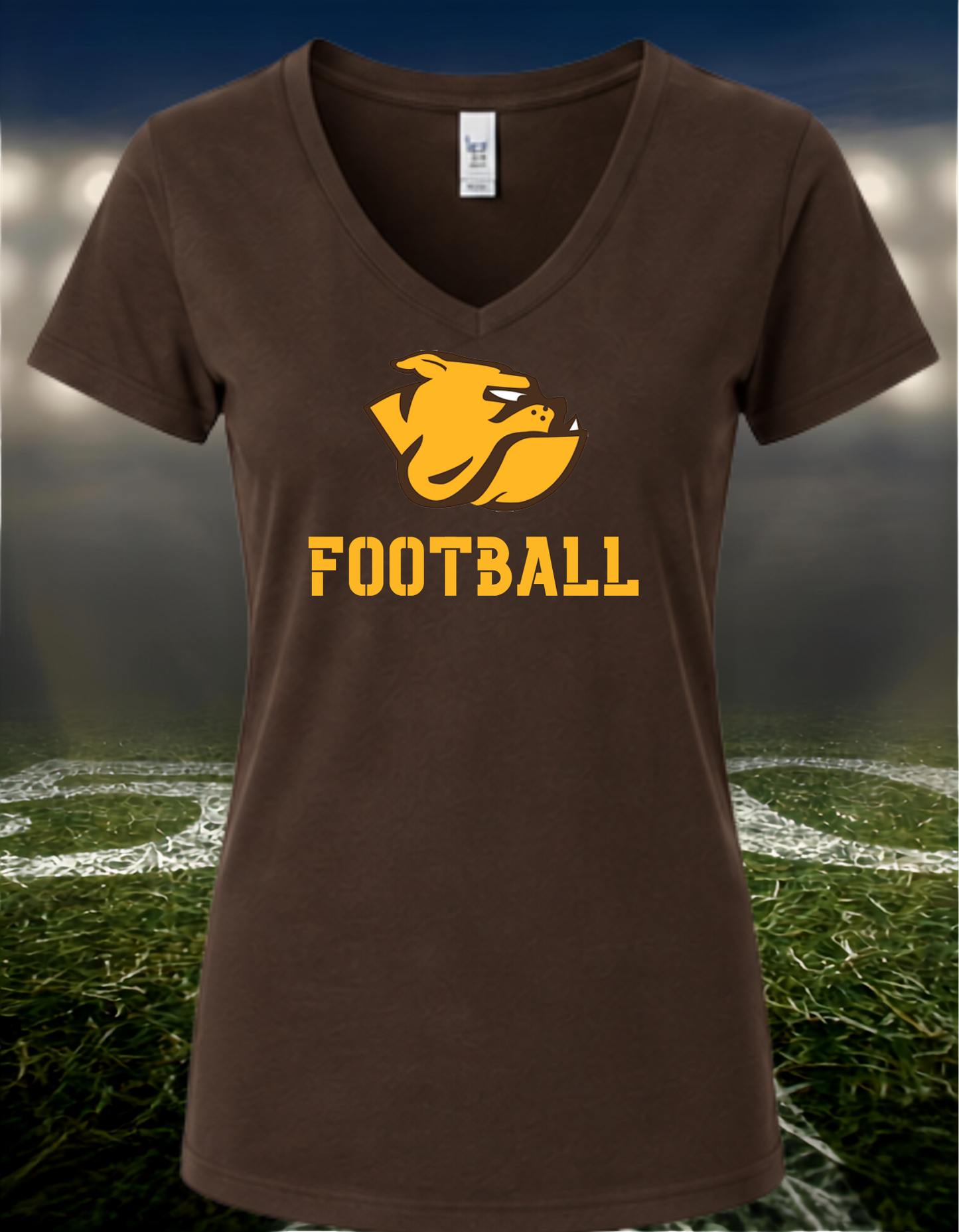 North Bend Bulldogs Logo Football – Women's V-Neck T-Shirt in White