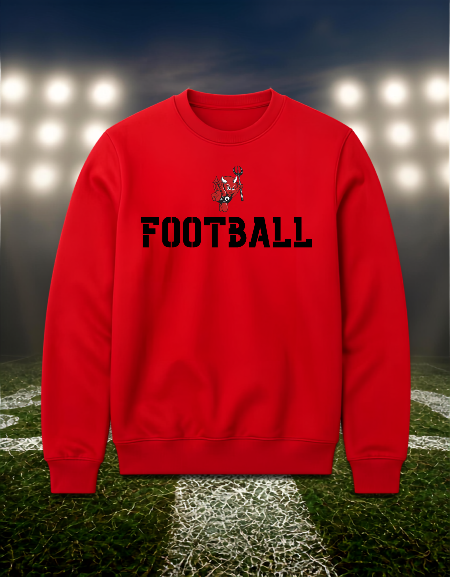 Coquille Red Devils Logo Football – Crewneck Sweatshirt in Red