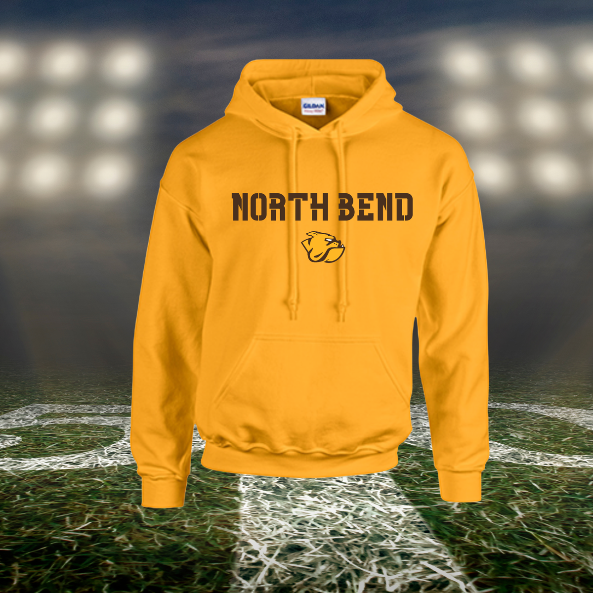 North Bend Bulldogs Town Mascot – Hoodie in Brown