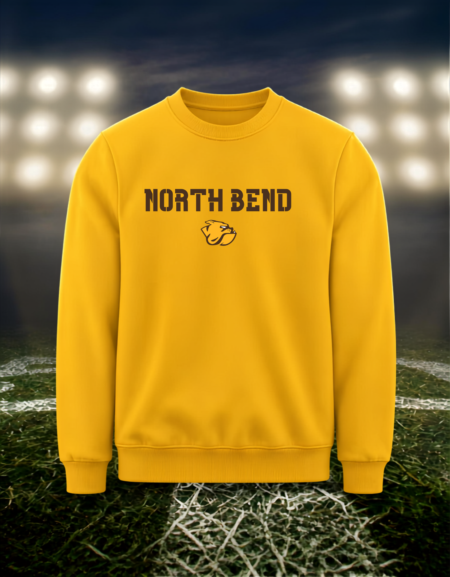 North Bend Bulldogs Town Mascot – Crewneck Sweatshirt in Brown
