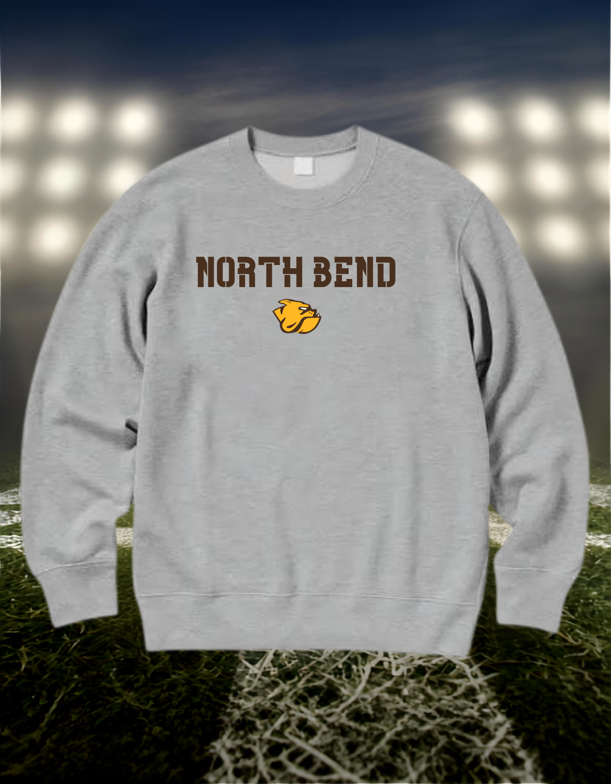 North Bend Bulldogs Town Mascot – Crewneck Sweatshirt in Gold