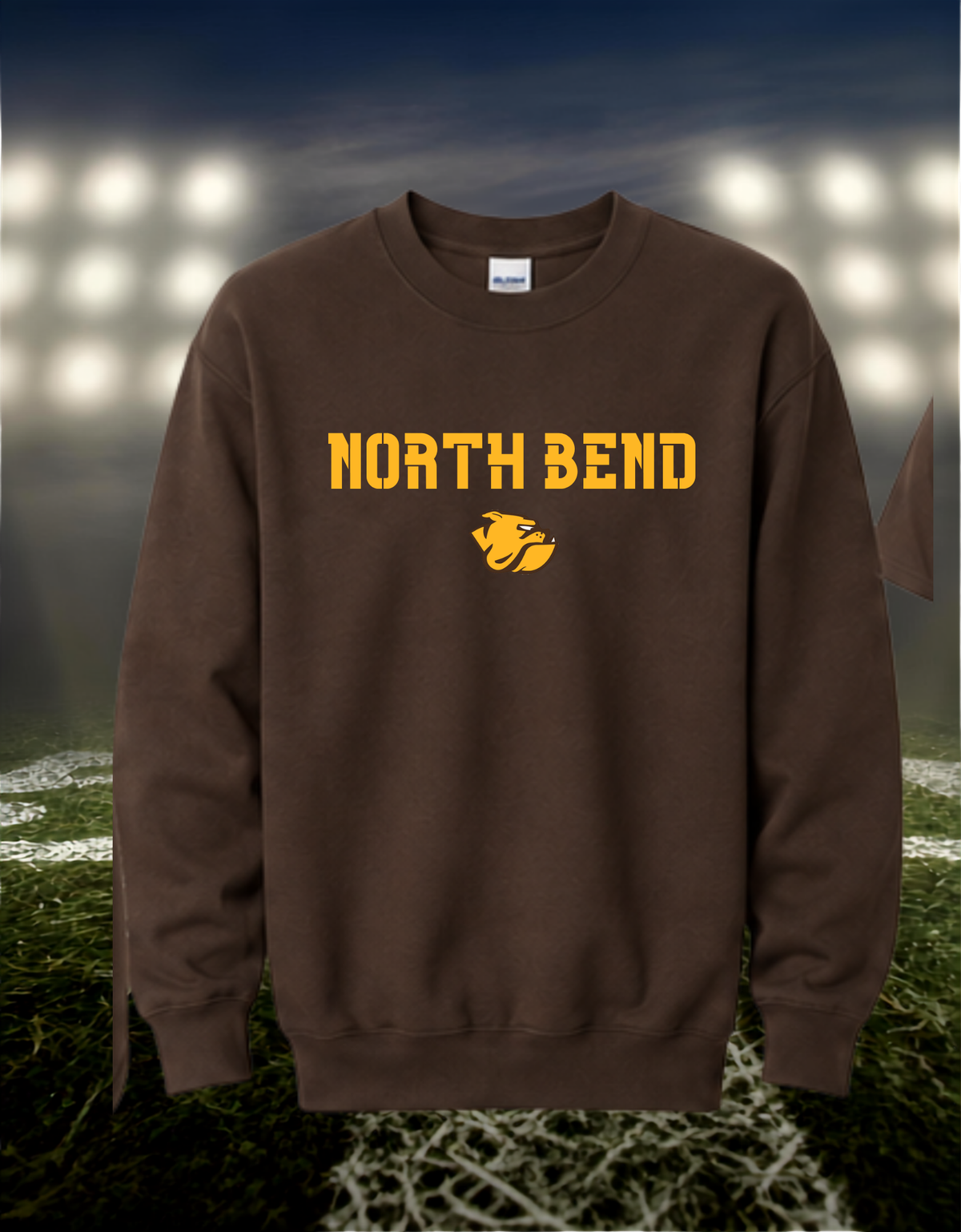 North Bend Bulldogs Town Mascot – Crewneck Sweatshirt in White