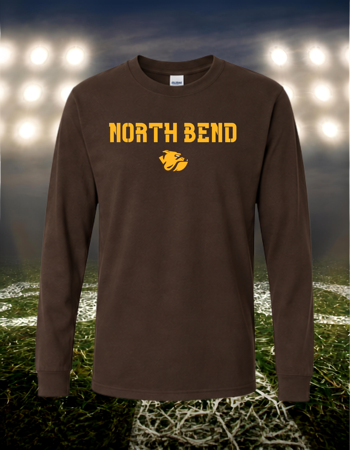 North Bend Bulldogs Town Mascot – driFIT Performance Long Sleeve T-Shirt in White