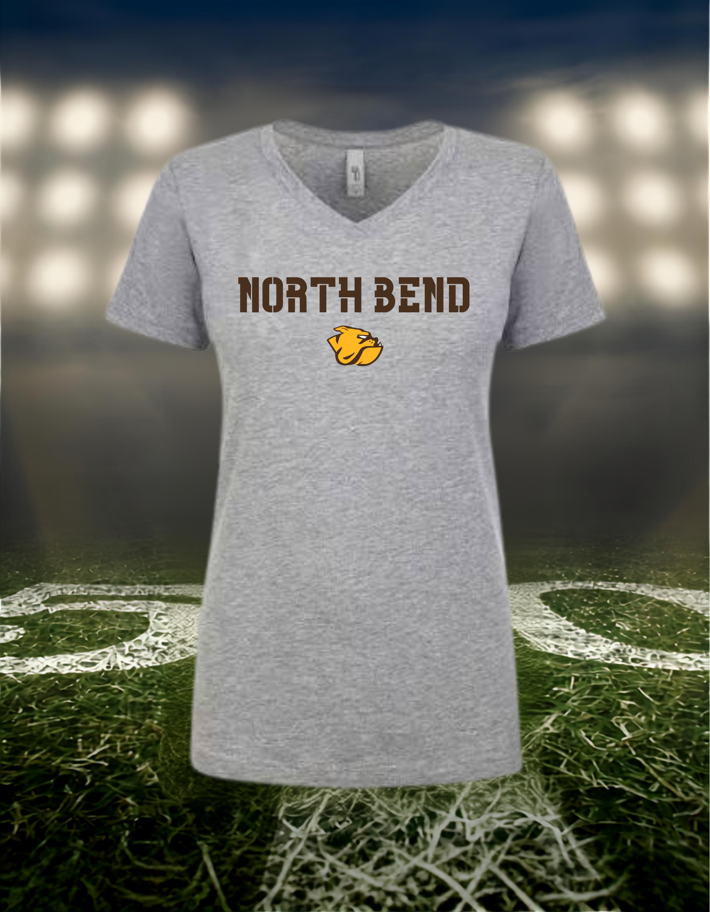 North Bend Bulldogs Town Mascot – Women's V-Neck T-Shirt in Gold