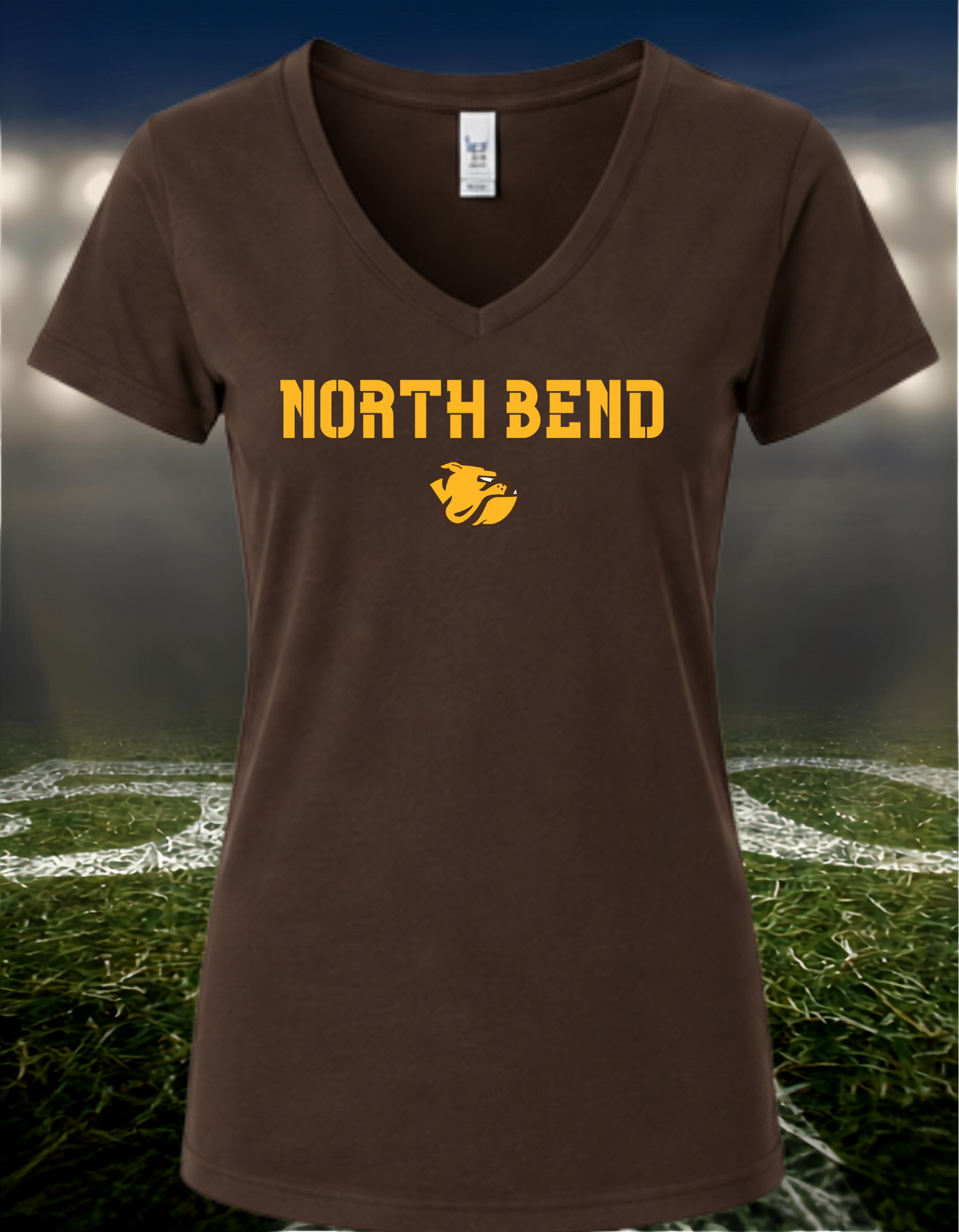 North Bend Bulldogs Town Mascot – Women's V-Neck T-Shirt in White