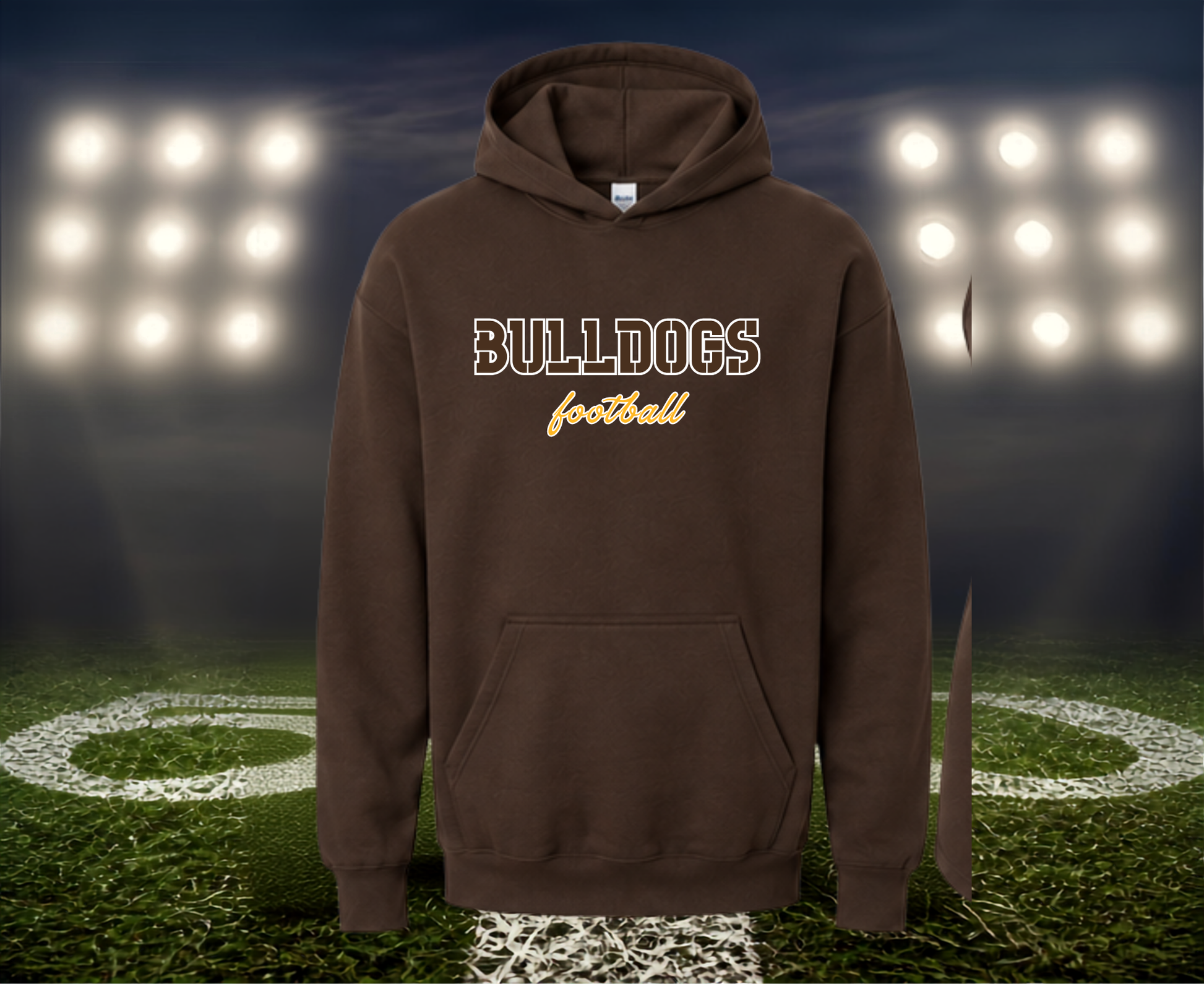 North Bend Bulldogs Football Text Logo – Hoodie in Gold