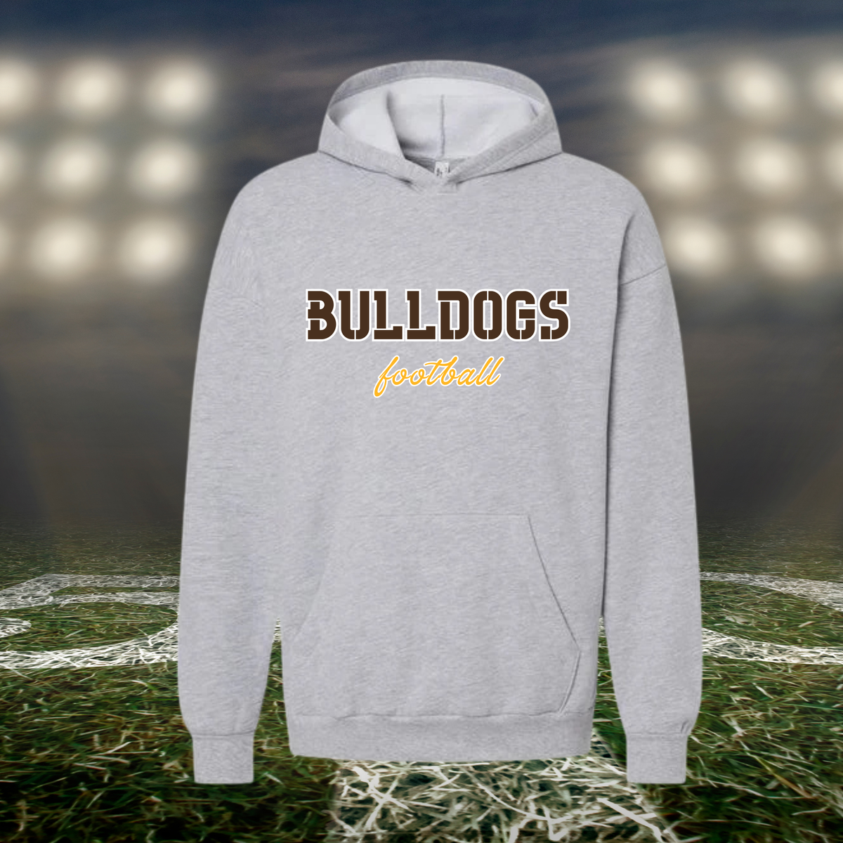North Bend Bulldogs Football Text Logo – Hoodie in White