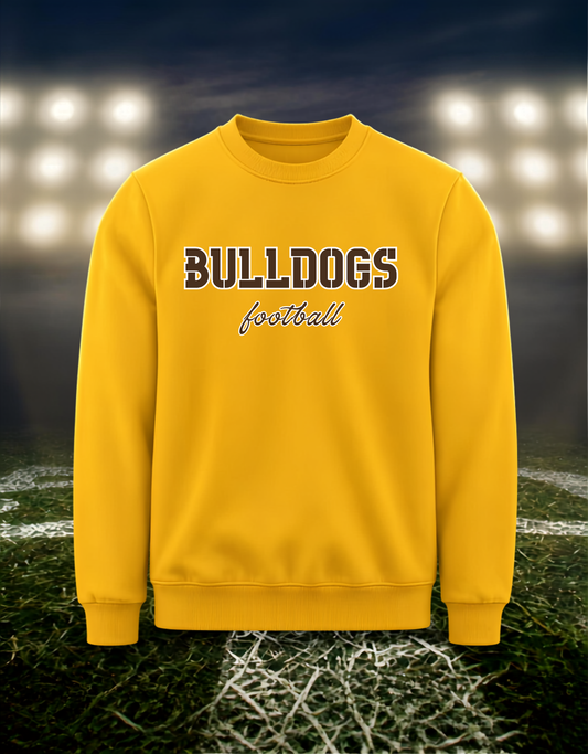 North Bend Bulldogs Football Text Logo – Crewneck Sweatshirt in Brown