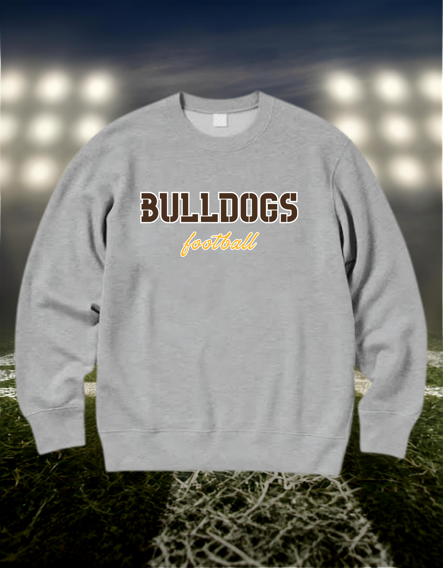 North Bend Bulldogs Football Text Logo – Crewneck Sweatshirt in Gold