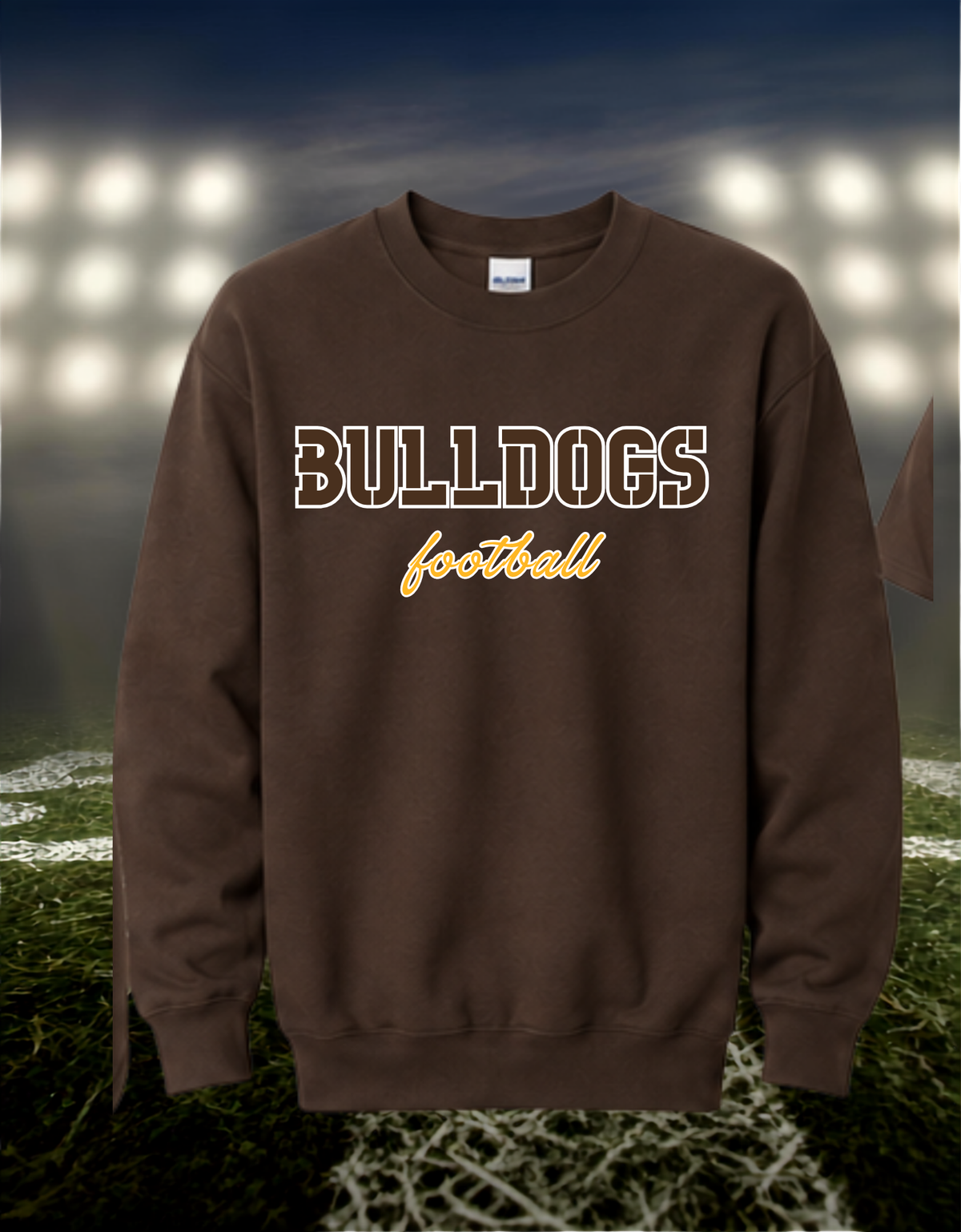 North Bend Bulldogs Football Text Logo – Crewneck Sweatshirt in White