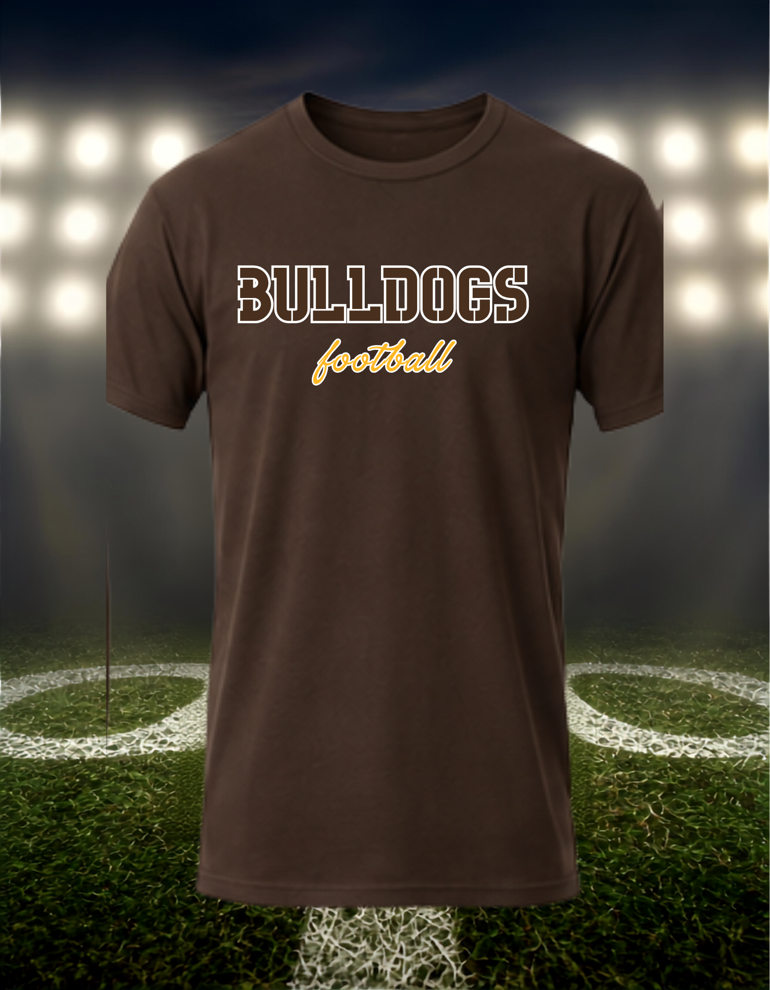 North Bend Bulldogs Football Text Logo – driFIT Performance T-Shirt in Gold