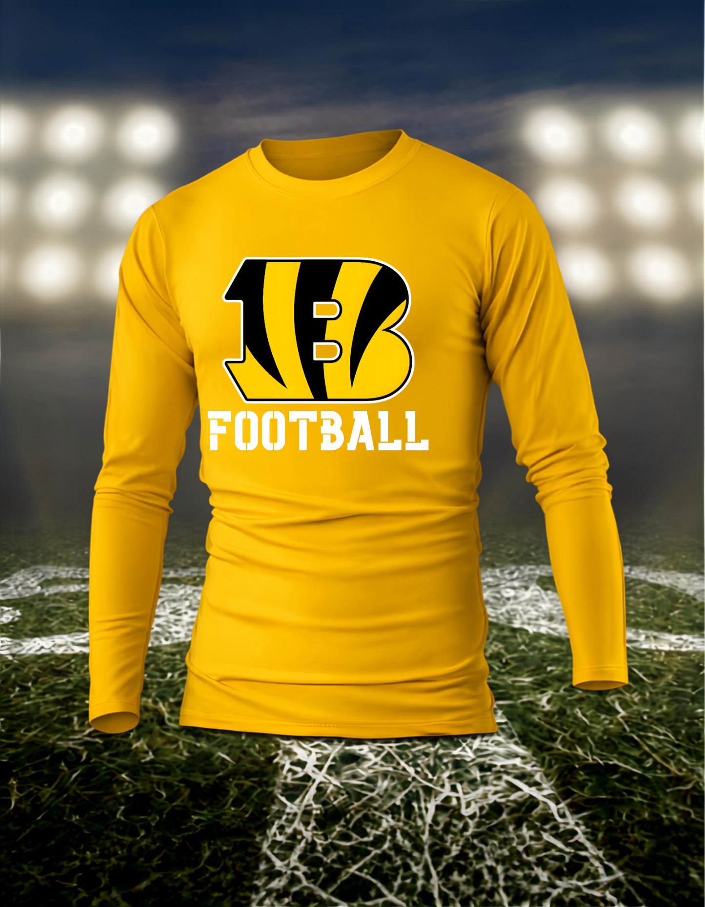 Bandon Tigers Logo Football – driFIT Performance Long Sleeve T-Shirt in Gold