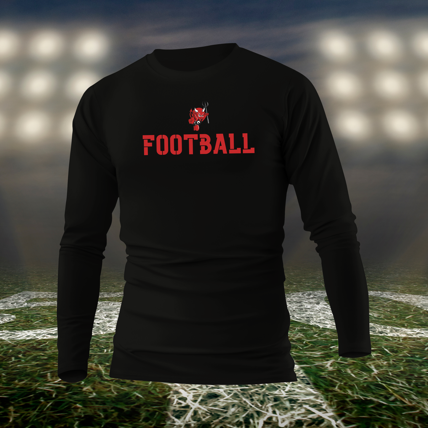 Coquille Red Devils Logo Football – driFIT Performance Long Sleeve T-Shirt in Black