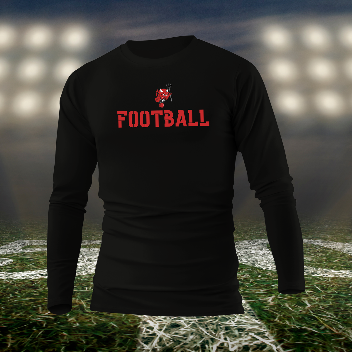 Coquille Red Devils Logo Football – driFIT Performance Long Sleeve T-Shirt in Black