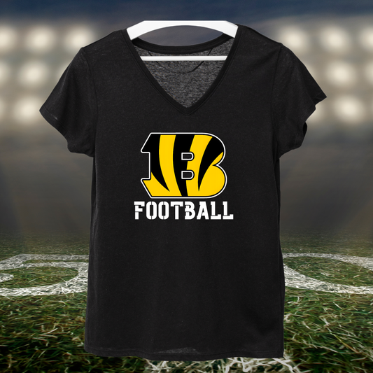 Bandon Tigers Logo Football – Women's V-Neck T-Shirt in Black