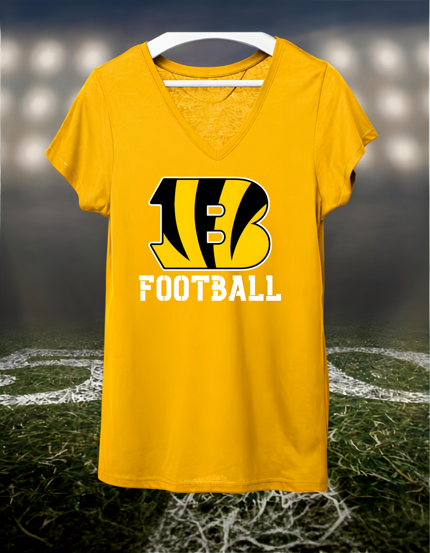 Bandon Tigers Logo Football – Women's V-Neck T-Shirt in Gold