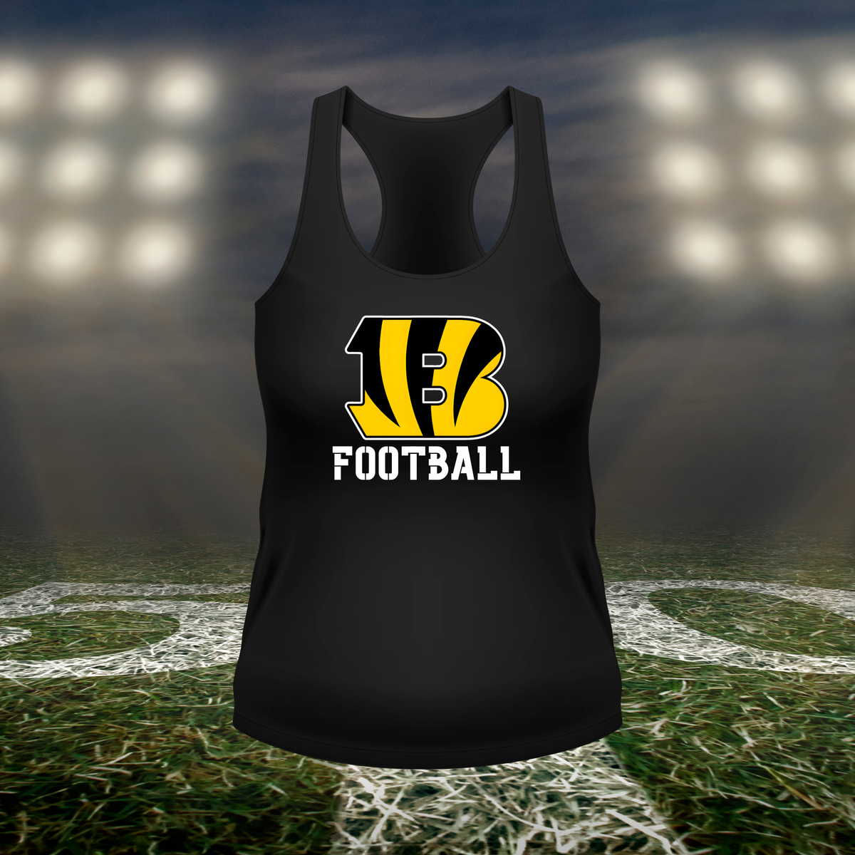Bandon Tigers Logo Football – Women's Racerback Tank Top in Black