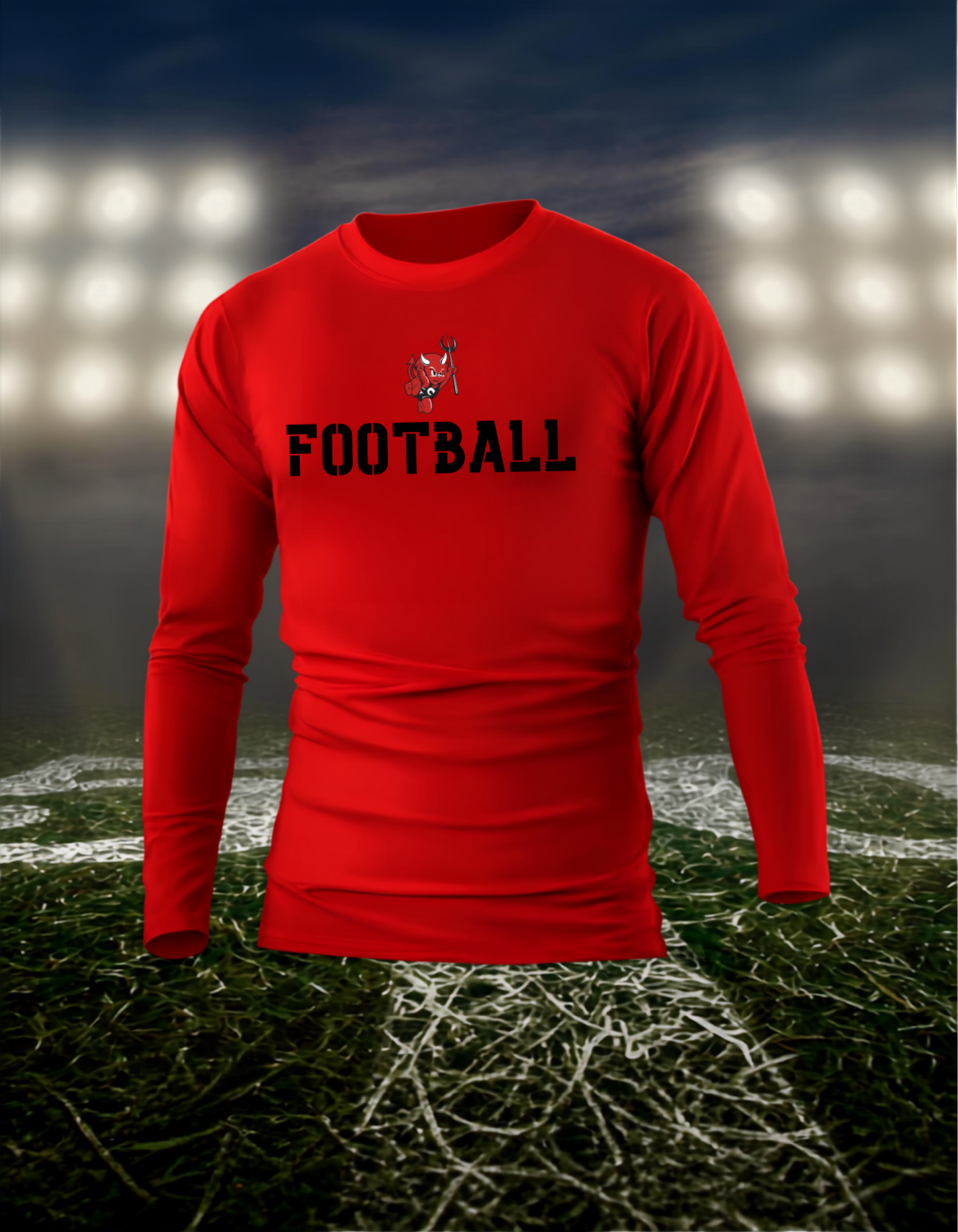 Coquille Red Devils Logo Football – driFIT Performance Long Sleeve T-Shirt in Red