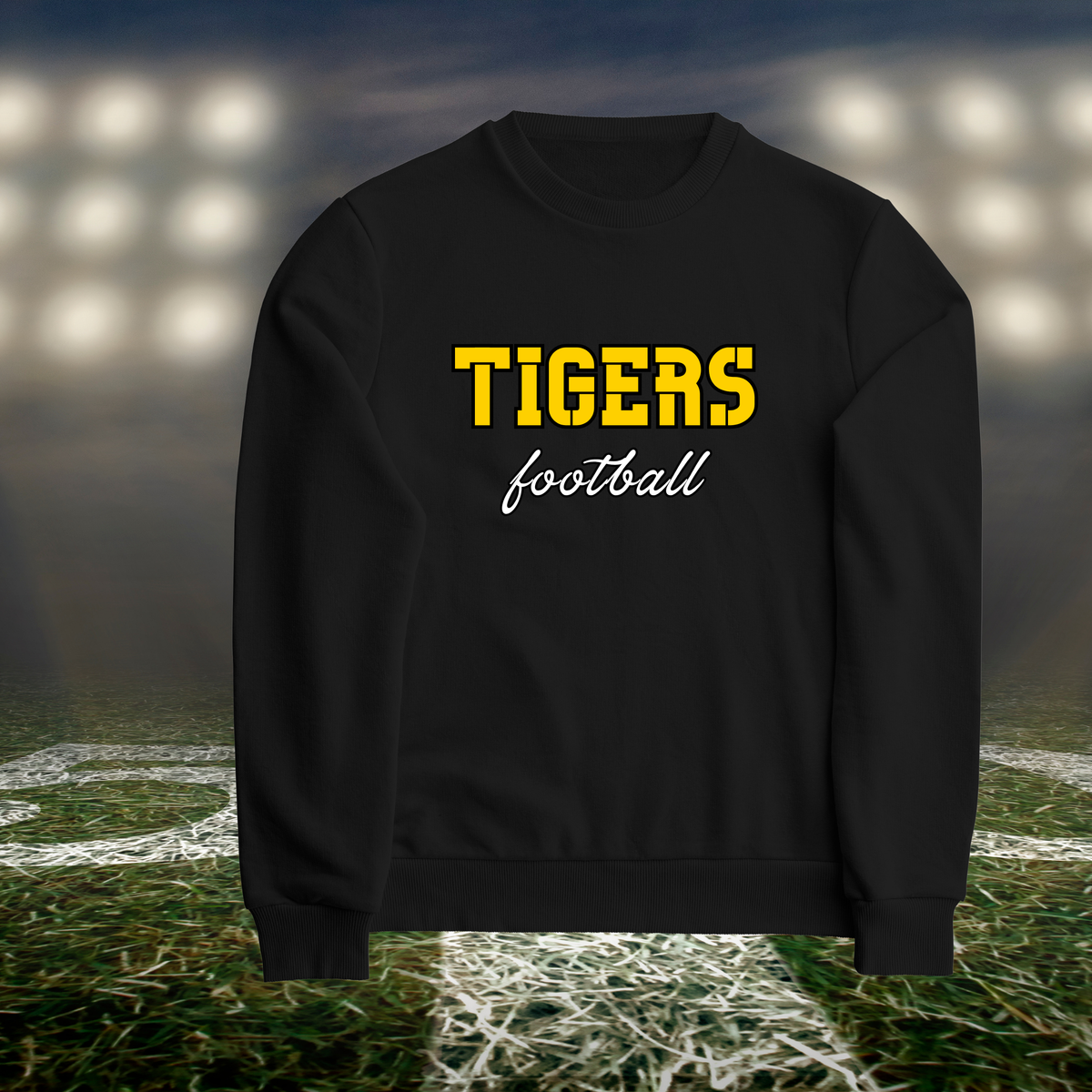 Bandon Tigers Football Text Logo – Crewneck Sweatshirt in Black