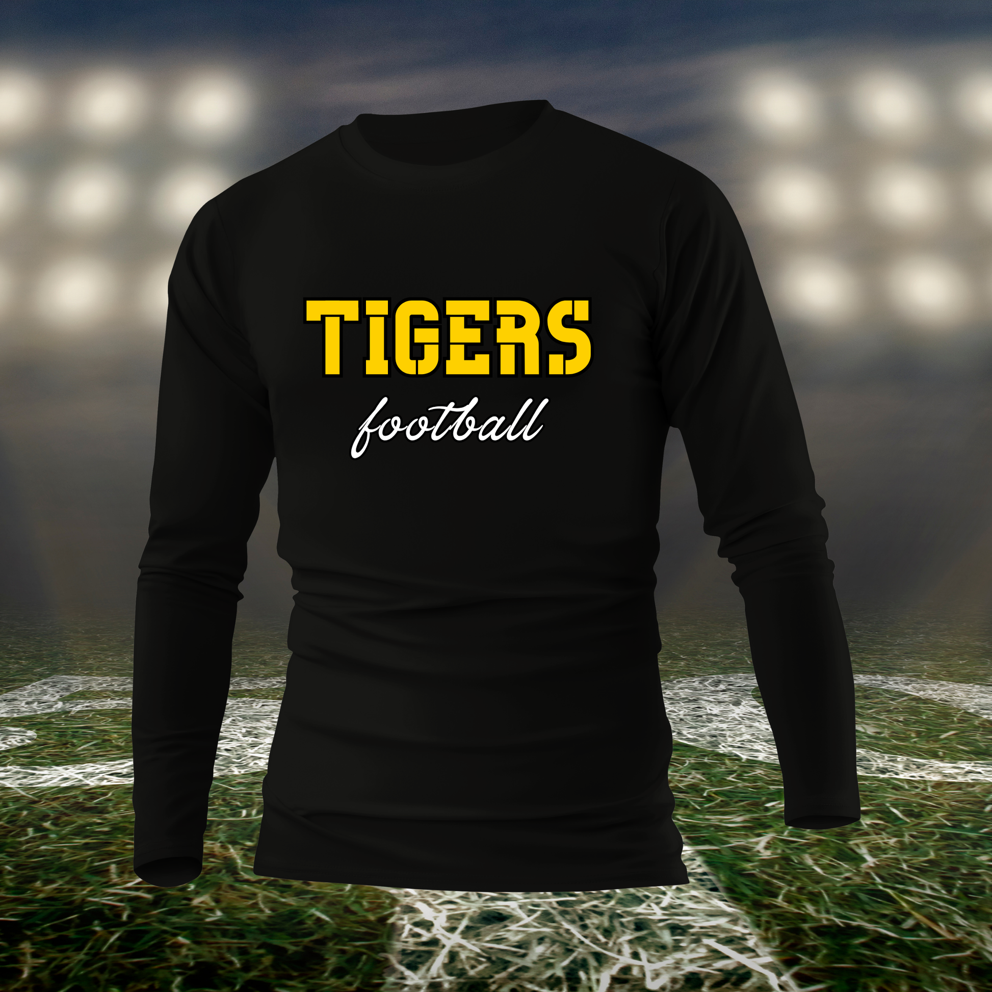 Bandon Tigers Football Text Logo – driFIT Performance Long Sleeve T-Shirt in Black