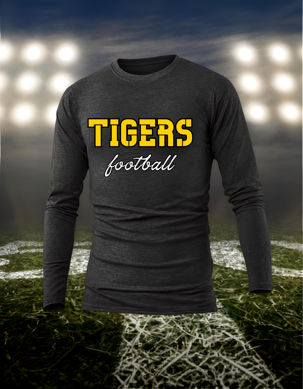 Bandon Tigers Football Text Logo – driFIT Performance Long Sleeve T-Shirt in White