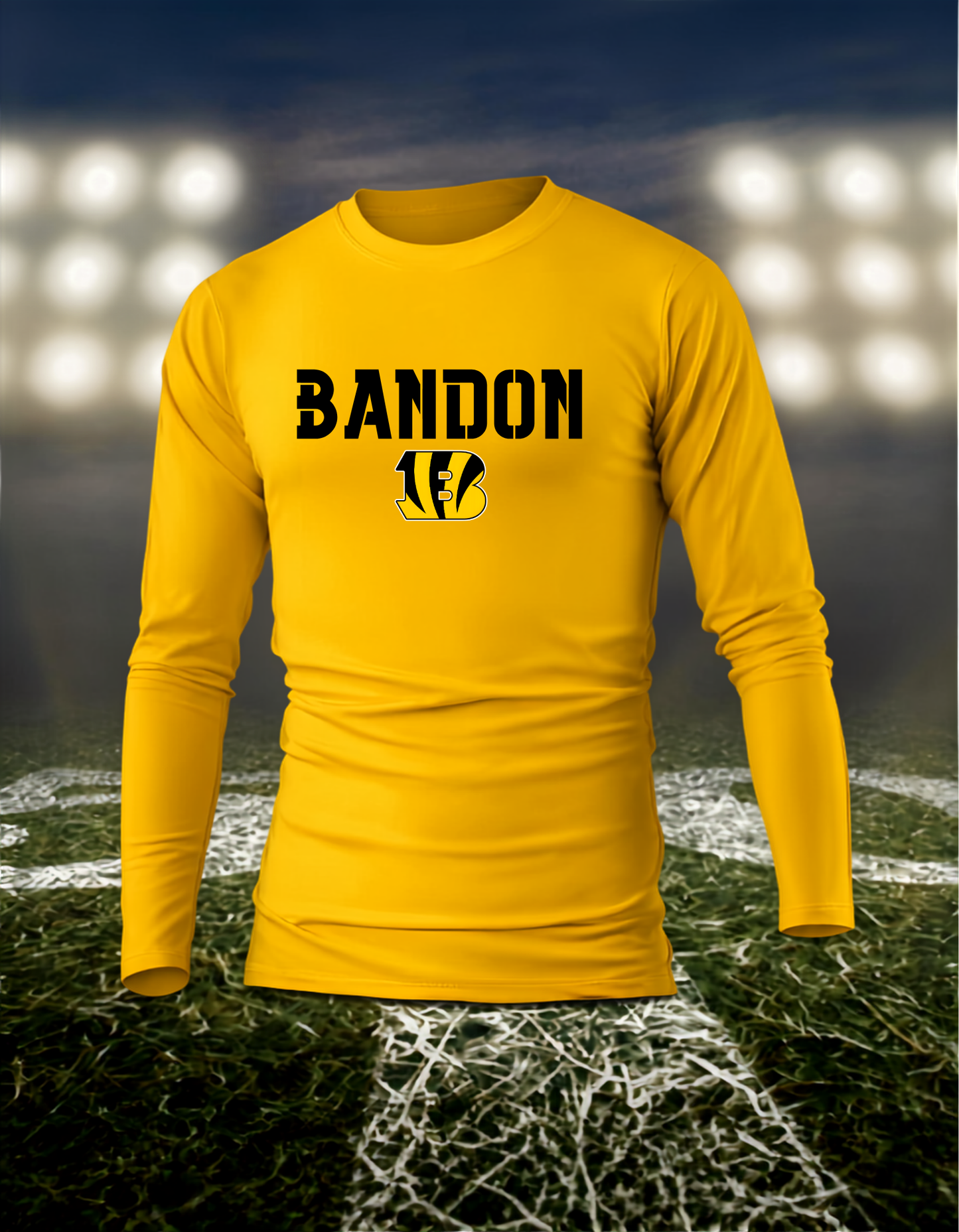 Bandon Tigers Town Mascot – driFIT Performance Long Sleeve T-Shirt in Gold