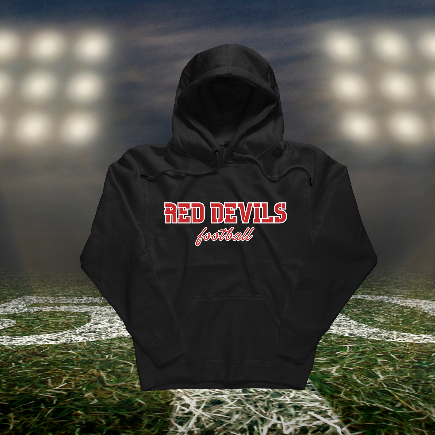 Coquille Red Devils - Football Text Logo - Hoodie