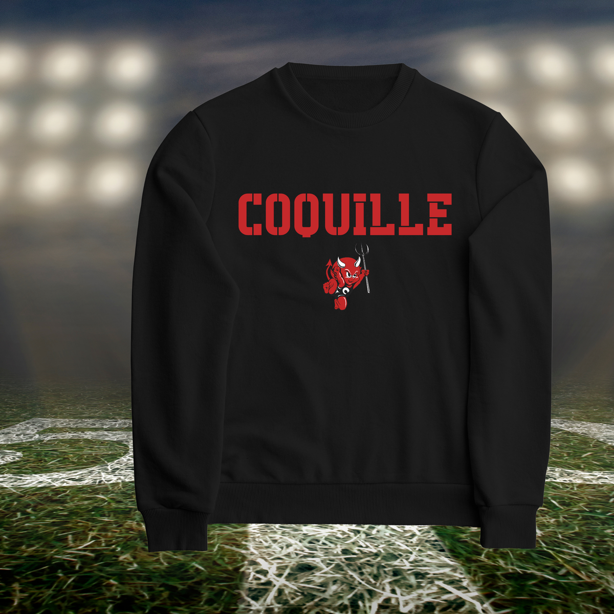 Coquille Red Devils Town Mascot – Crewneck Sweatshirt in Black
