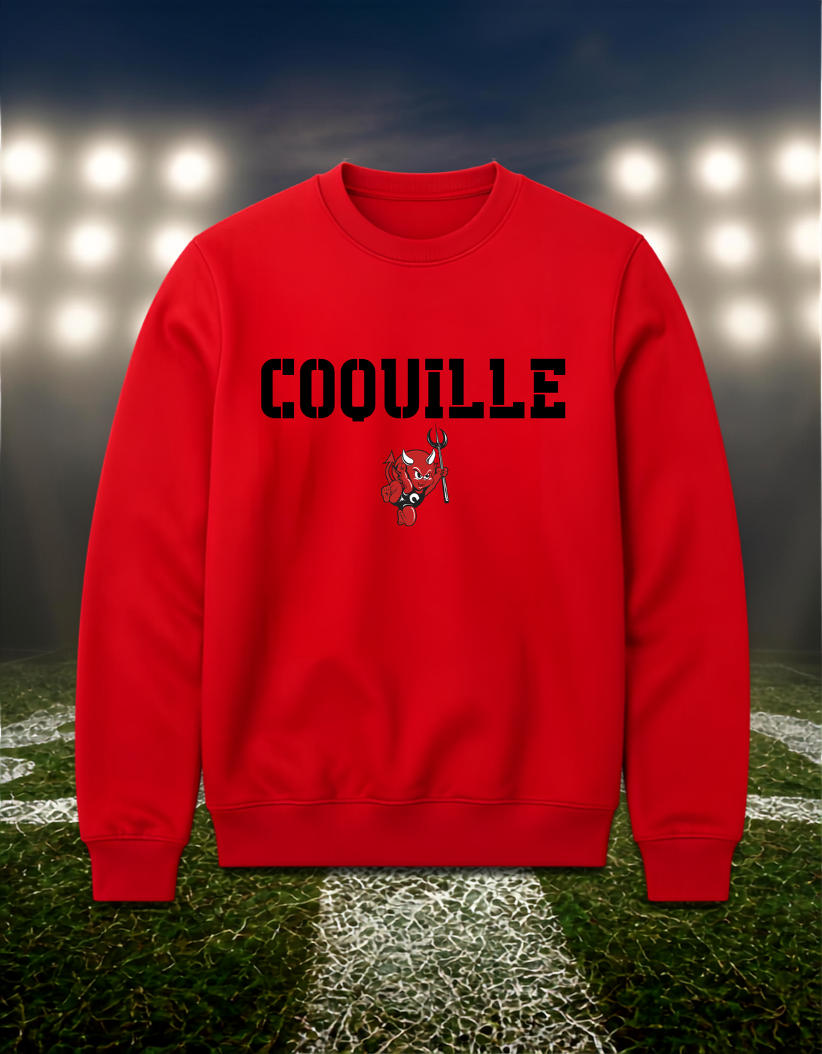 Coquille Red Devils Town Mascot – Crewneck Sweatshirt in Red