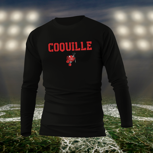 Coquille Red Devils Town Mascot – driFIT Performance Long Sleeve T-Shirt in Black