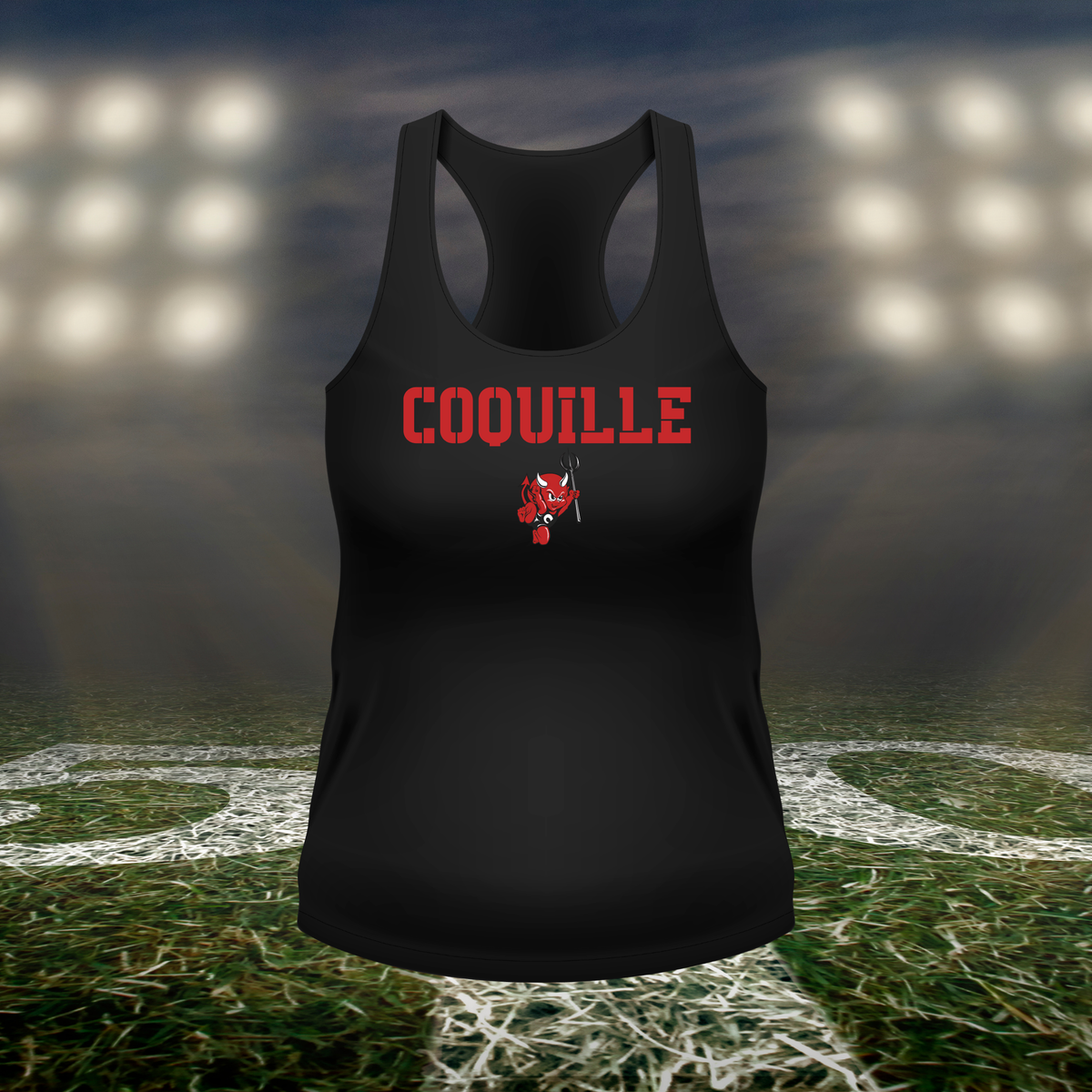 Coquille Red Devils Town Mascot – Women's Racerback Tank Top in Black