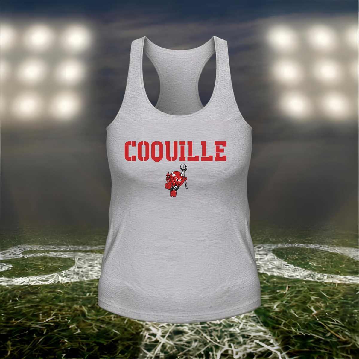 Coquille Red Devils Town Mascot – Women's Racerback Tank Top in Red