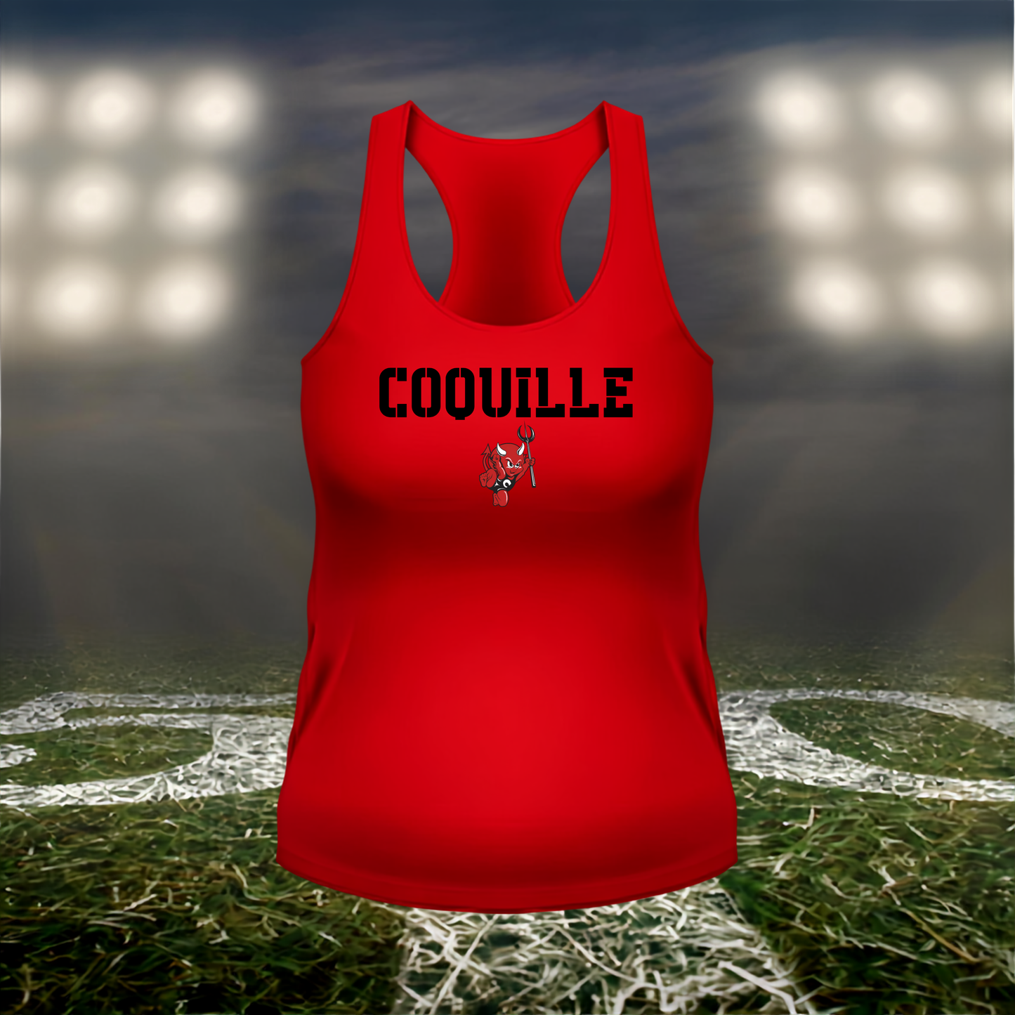 Coquille Red Devils Town Mascot – Women's Racerback Tank Top in Gray