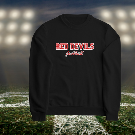 Coquille Red Devils Football Text Logo – Crewneck Sweatshirt in Black
