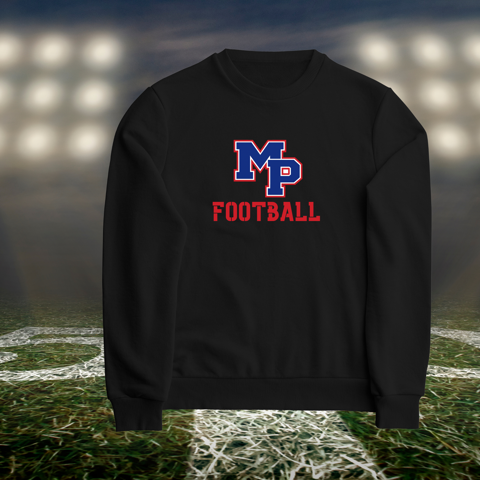 Myrtle Point Bobcats Logo Football – Crewneck Sweatshirt in Black