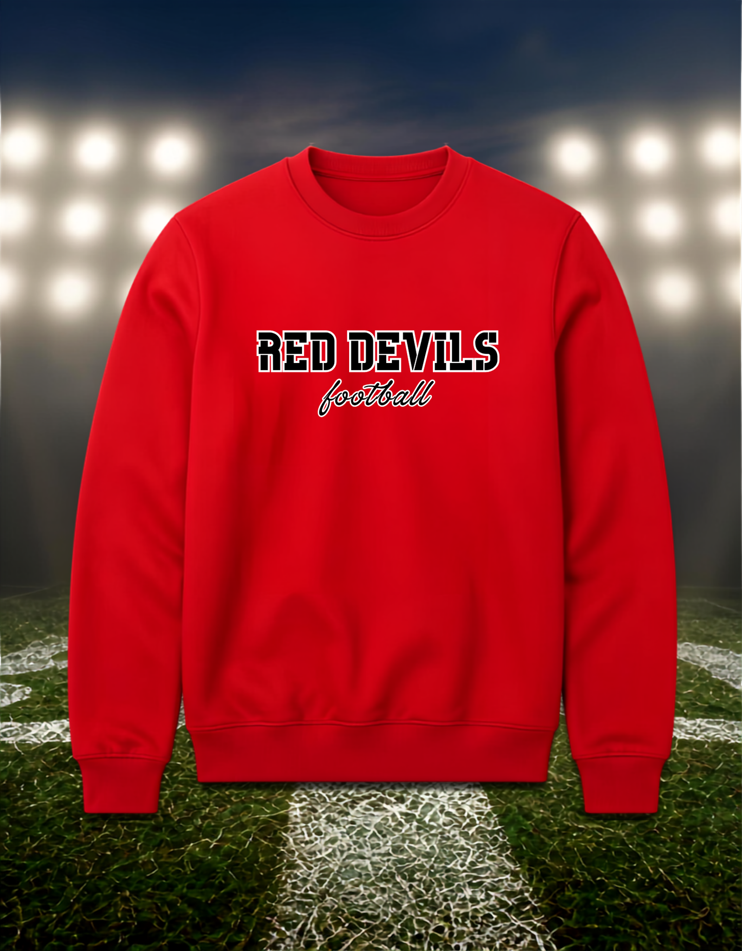 Coquille Red Devils Football Text Logo – Crewneck Sweatshirt in Red