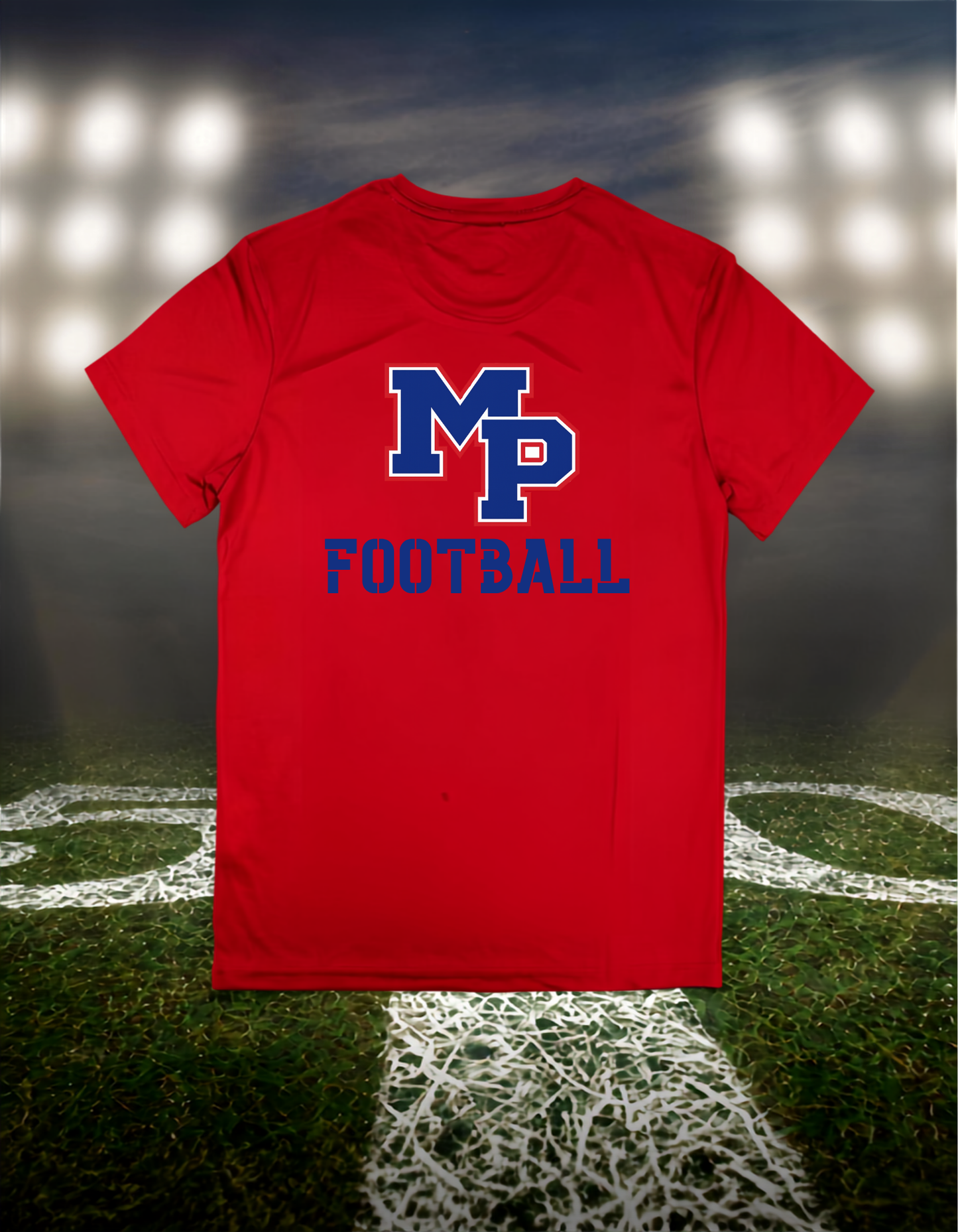 Myrtle Point Bobcats Logo Football – driFIT Performance T-Shirt in Red