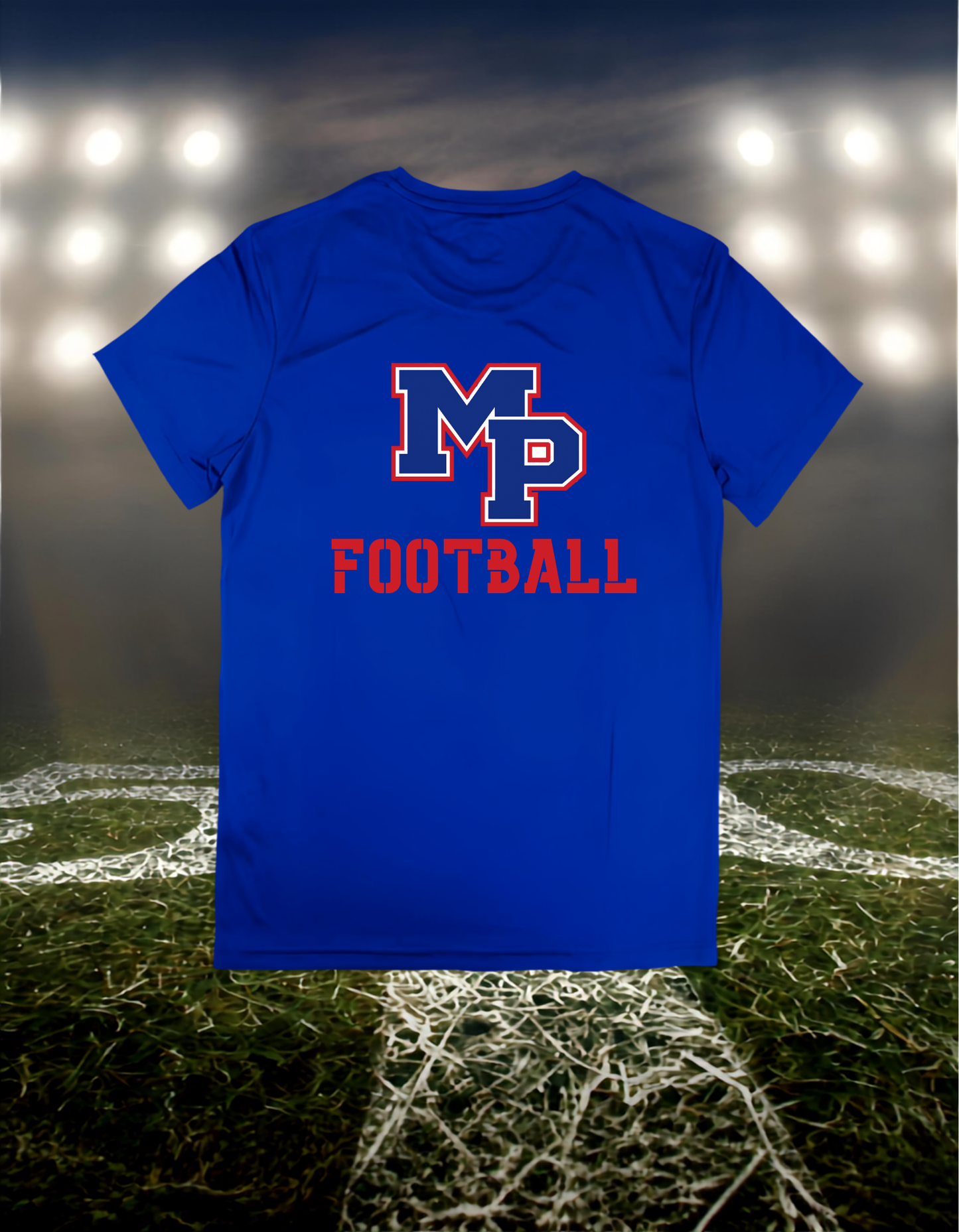 Myrtle Point Bobcats Logo Football – driFIT Performance T-Shirt in Blue